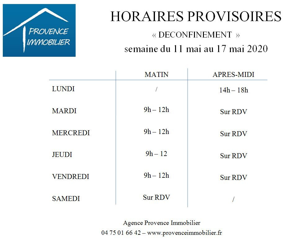 Horaires provisoires 1ère semaine de ...